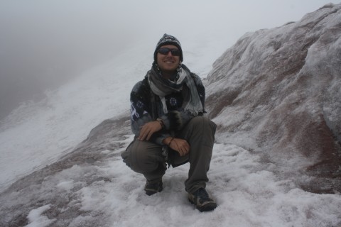 Me posing for a photo on the glacier