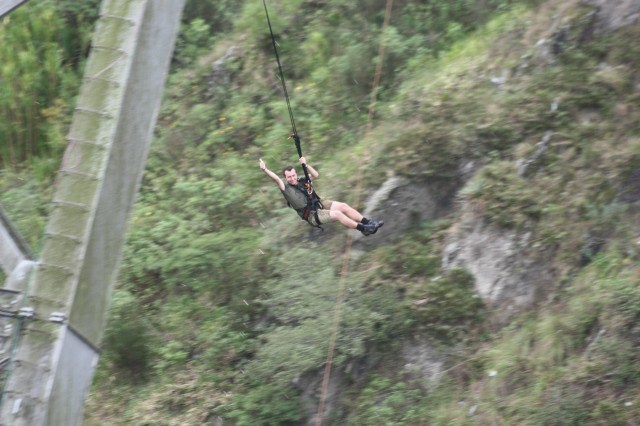 Me after bridge jump in Banos Ecuador