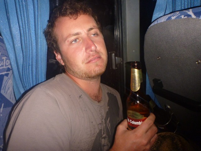 Me feeling a bit over travelling after a long day on a bus in Colombia :P